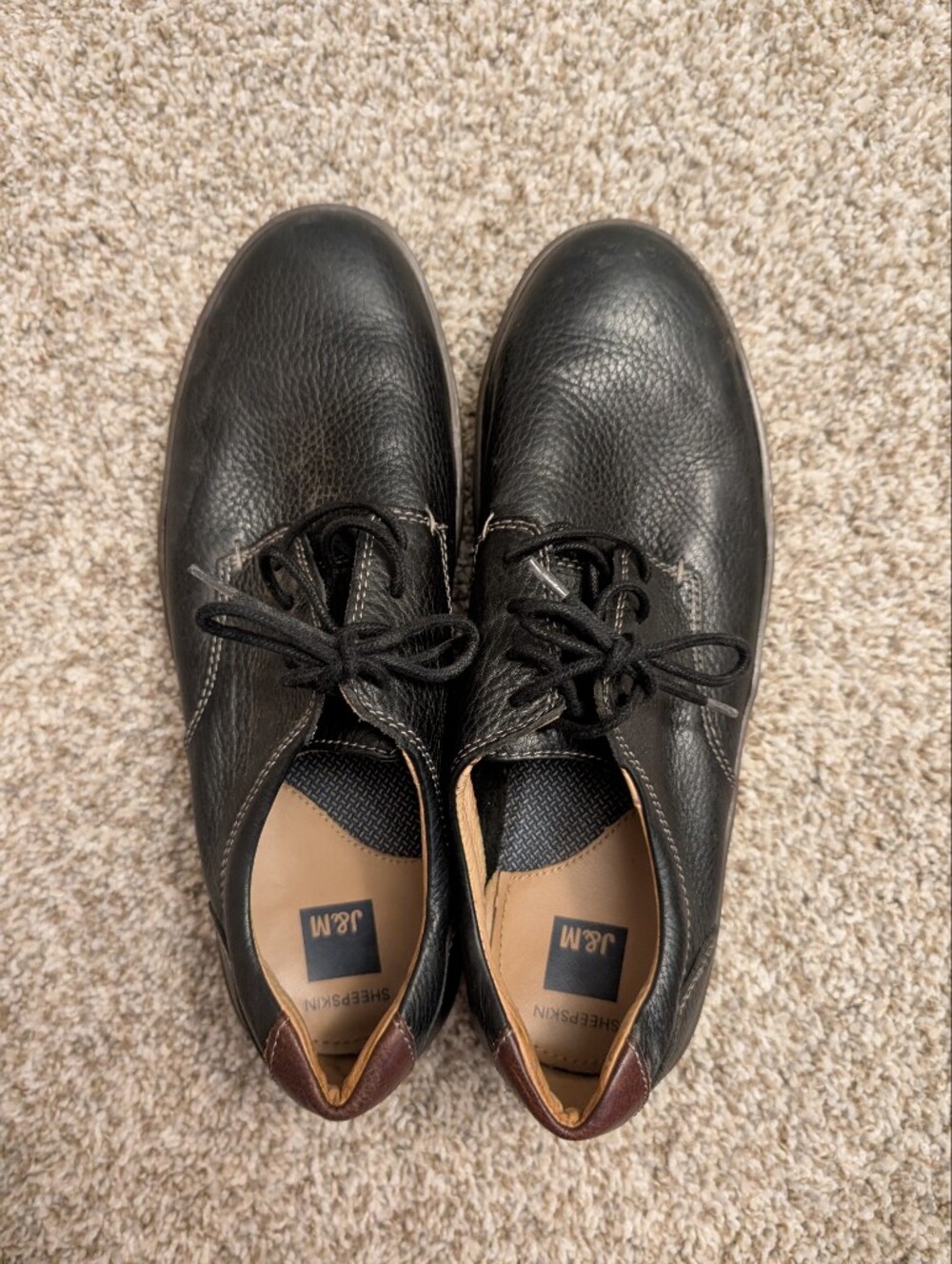Johnston‎ & Murphy Black Lambskin Leather Lace-Up Men’s Oxford Shoe Sz 10.5